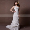 Elegant Mermaid One Shoulder Flowers Robe de mariée plissée Sweep Train